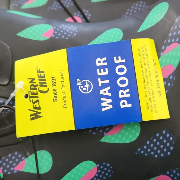 Western Chief Adult Winter Rain Boots Dotty Downpour Indigo 6M New w/tags - Picture 4 of 7